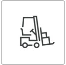 Graphic of a forklift carrying parcels.