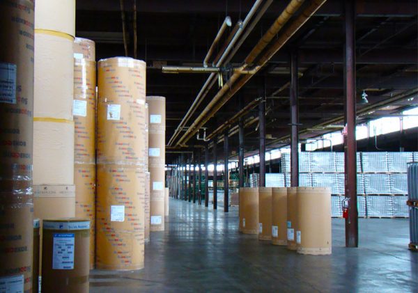 Containers in a Stone Management warehouse.
